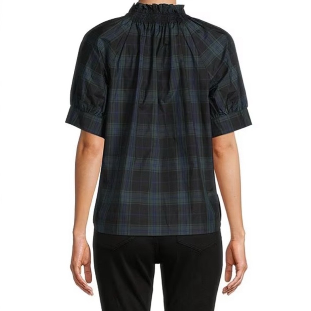 Antonio Melani Plaid Ruffle Neck Women's Top - Picture 2 of 7
